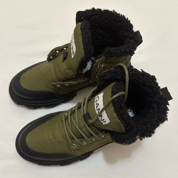 NEW Ganni Olive and Black Lace-Up Boots Size ( US10 )  (EU41 ) - Picture 8 of 10
